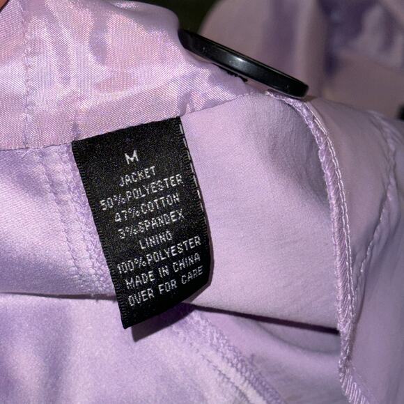Iz Byer California Lavender Satin Like Button Baby Doll Trench Coat Size Medium - Picture 5 of 9